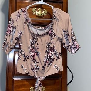 Off the shoulder floral crop top